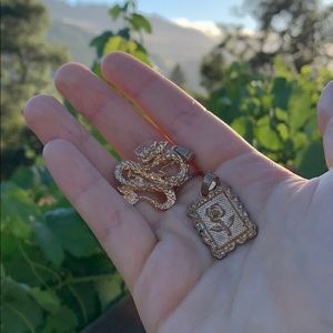Dragon and Rose Necklace Charms